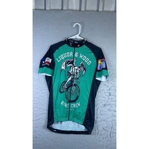 Bello Cycling Jersey Men Large Green Excellent Lone Star Beer Liquor & Wood Crew